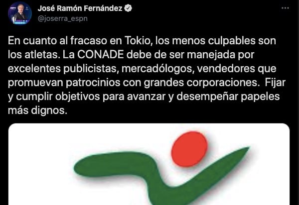 José Ramón Fernández habló sobre el "fracaso" de México en Tokio 2021