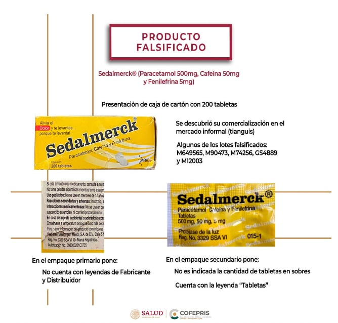 Elementos para identificar las falsas Sedalmerck