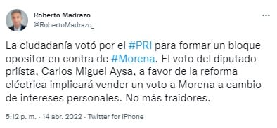 Tuit de Roberto Madrazo