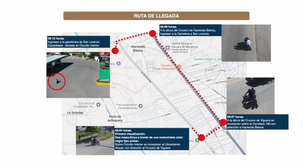 Ruta de los presuntos asesinos de Francisco Alejandro Leyva