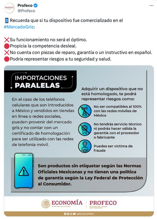 Profeco, mercado gris de celulares
