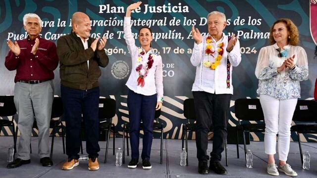 Enrique Alfaro, gobernador de Jalisco; Claudia Sheinbaum, presidenta electa de México; Andrés Manuel López Obrador, presidente de México, y Beatriz Gutiérrez Müller, esposa del presidente