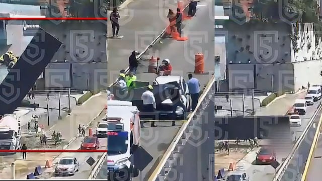 Espectacular cae sobre vehículo en plaza comercia de Interlomas
