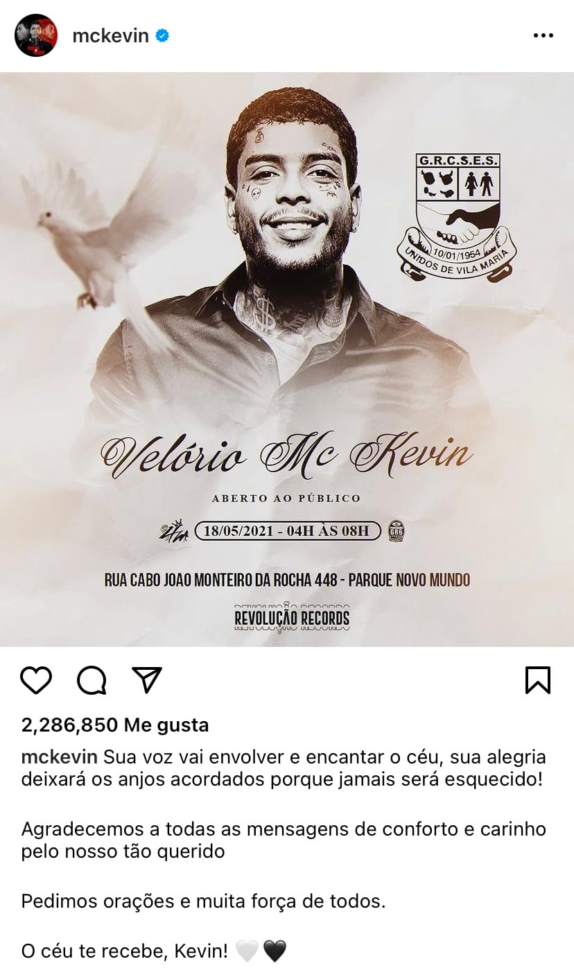 Comunicado sobre la muerte de MC Kevin