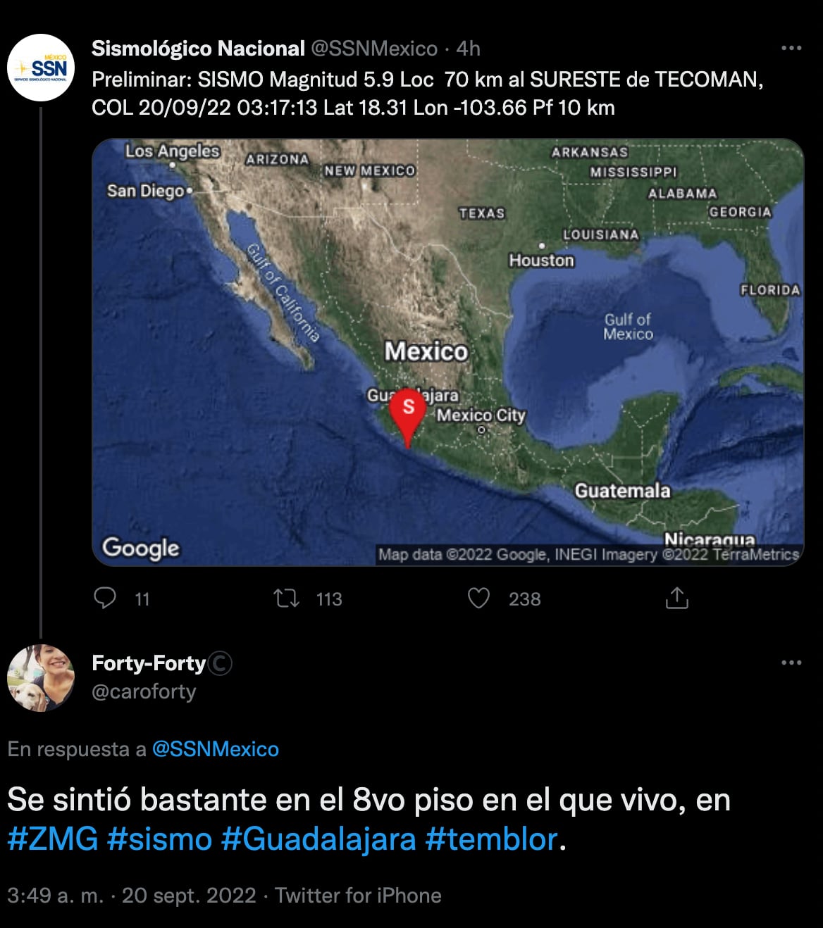 Sismo a las 3 de la mañana se sintió en Guadalajara