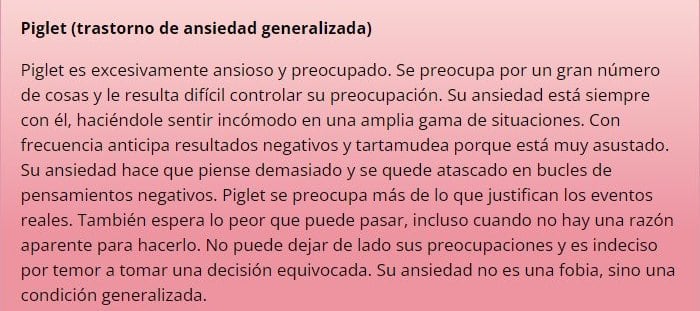 Resultados del test de patología de Winnie Pooh