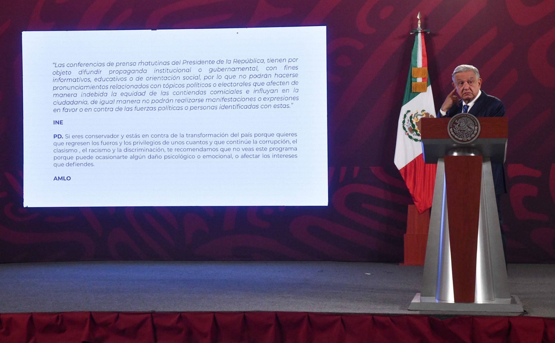 AMLO colocará advertencia por daños psicológicos en sus conferencias mañaneras