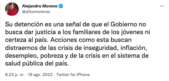 Alejandro Moreno Cárdenas reacciona a detención de Jesús Murillo Karam