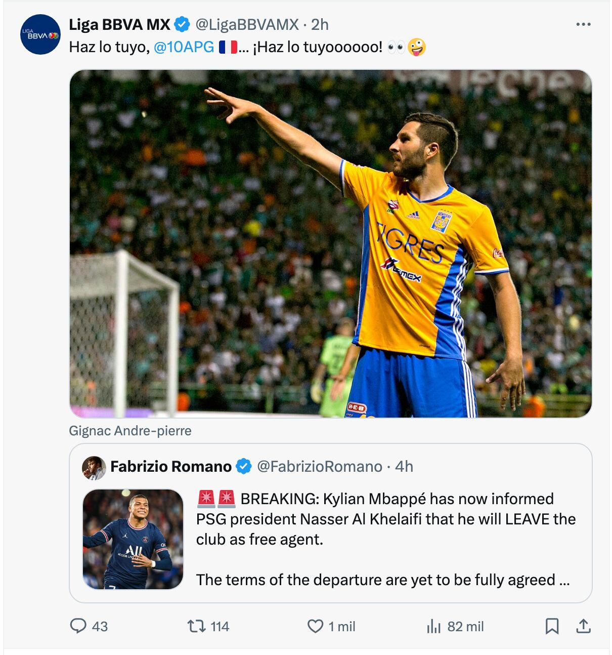 Liga MX pide ayuda a Gignac para traer a Mbappé