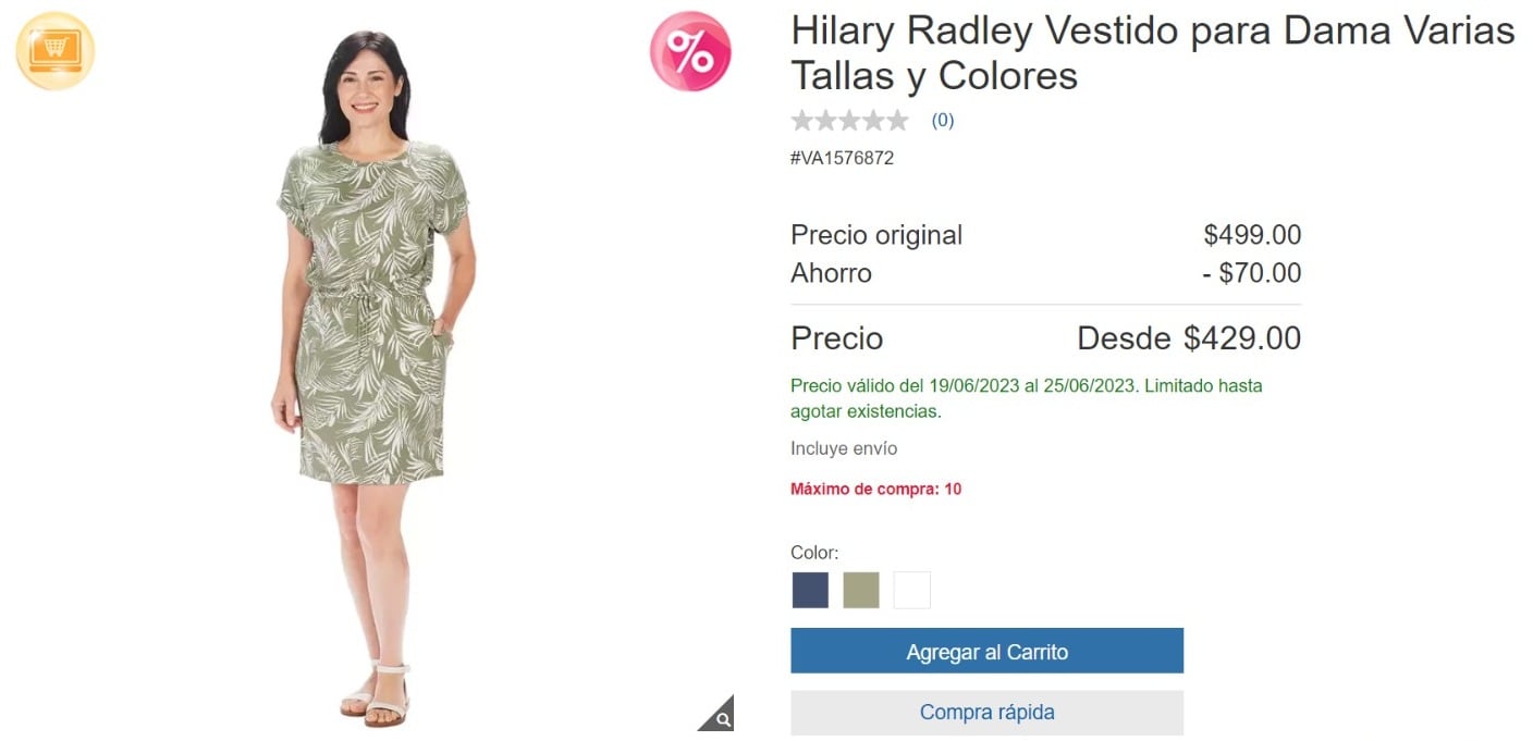 Ejemplo de oferta en Costco