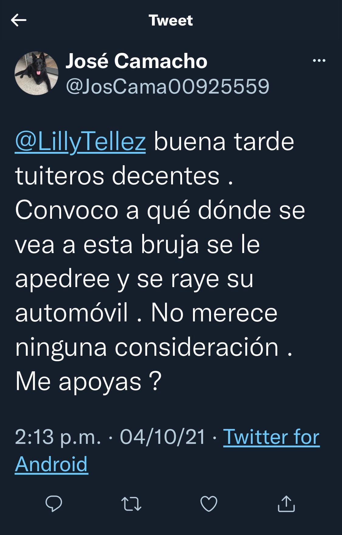 Amenazas contra Lilly Téllez en Twitter
