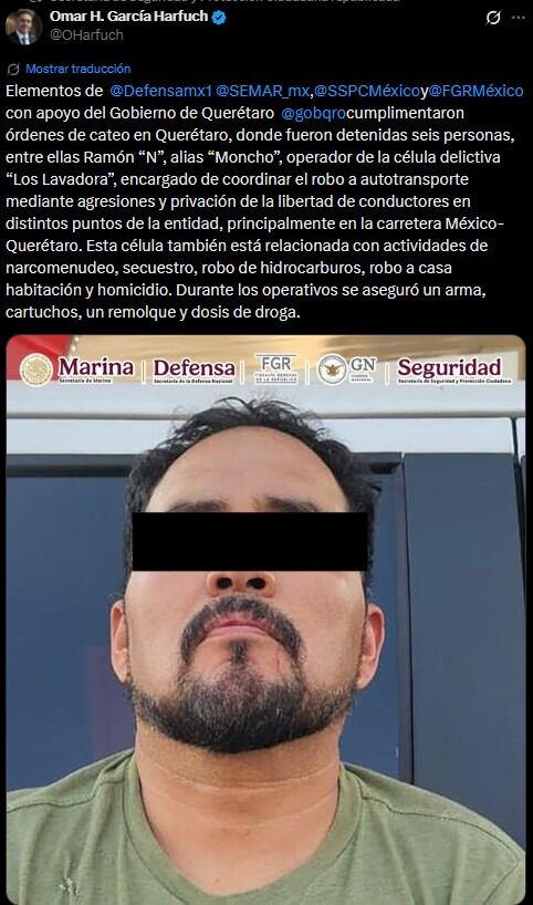 Cae ‘El Moncho’, acusado de secuestro de transportistas y ligado al CJNG