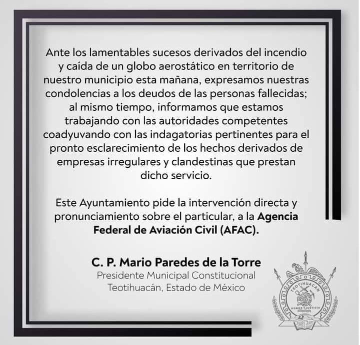 Comunicado Ayuntamiento Teotihuacán