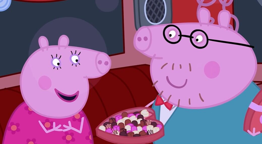 Papá Cerdito y Mamá Cerdita tienen una cita por San Valentín