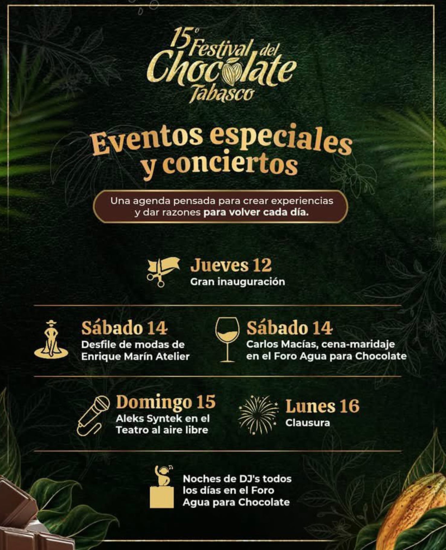 Aleks Syntek dará un concierto gartuito en la Feria del Chocolate de Tabasco