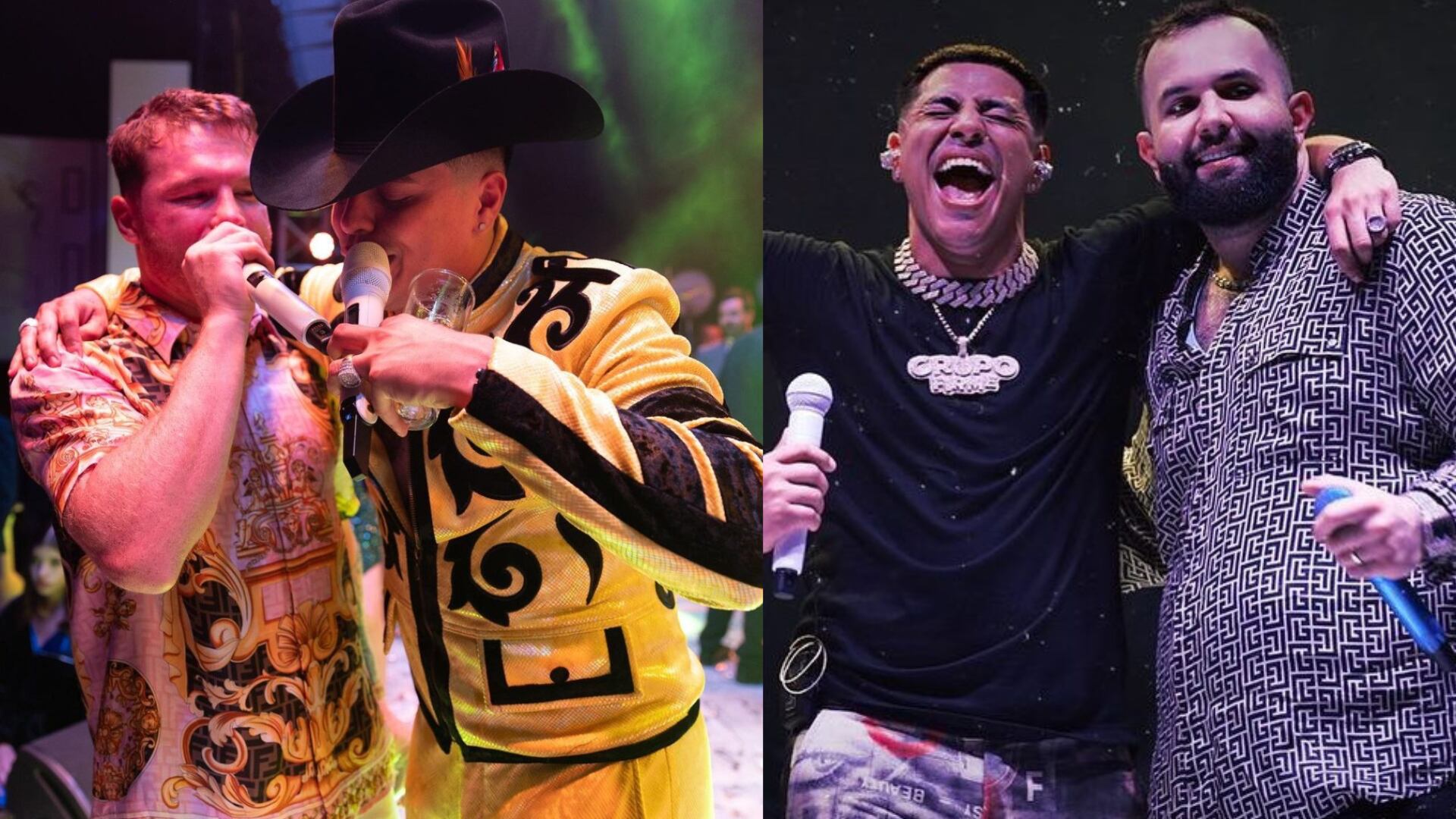 Canelo Álvarez, Eduin Caz de Grupo Firme y Carín León en la fiesta de XV Años.