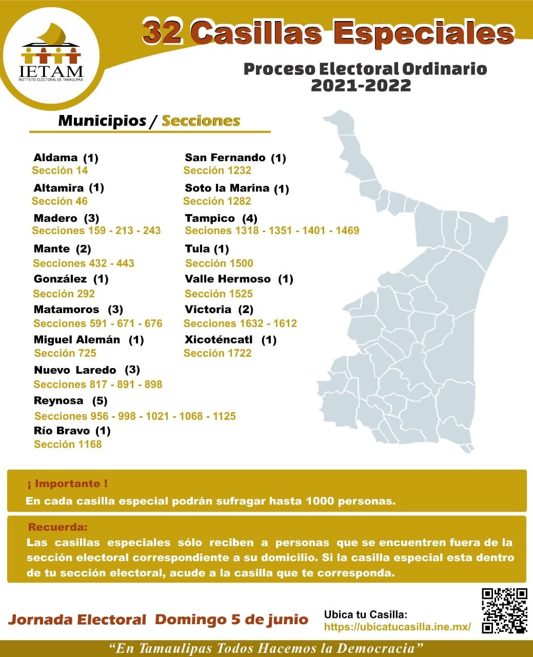 Casillas especiales en las elecciones 2022 de Tamaulipas/IETAM