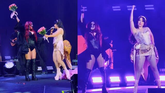 Dulce María y Denisse Guerrero cantan Rosa Pastel en concierto de Belanova.