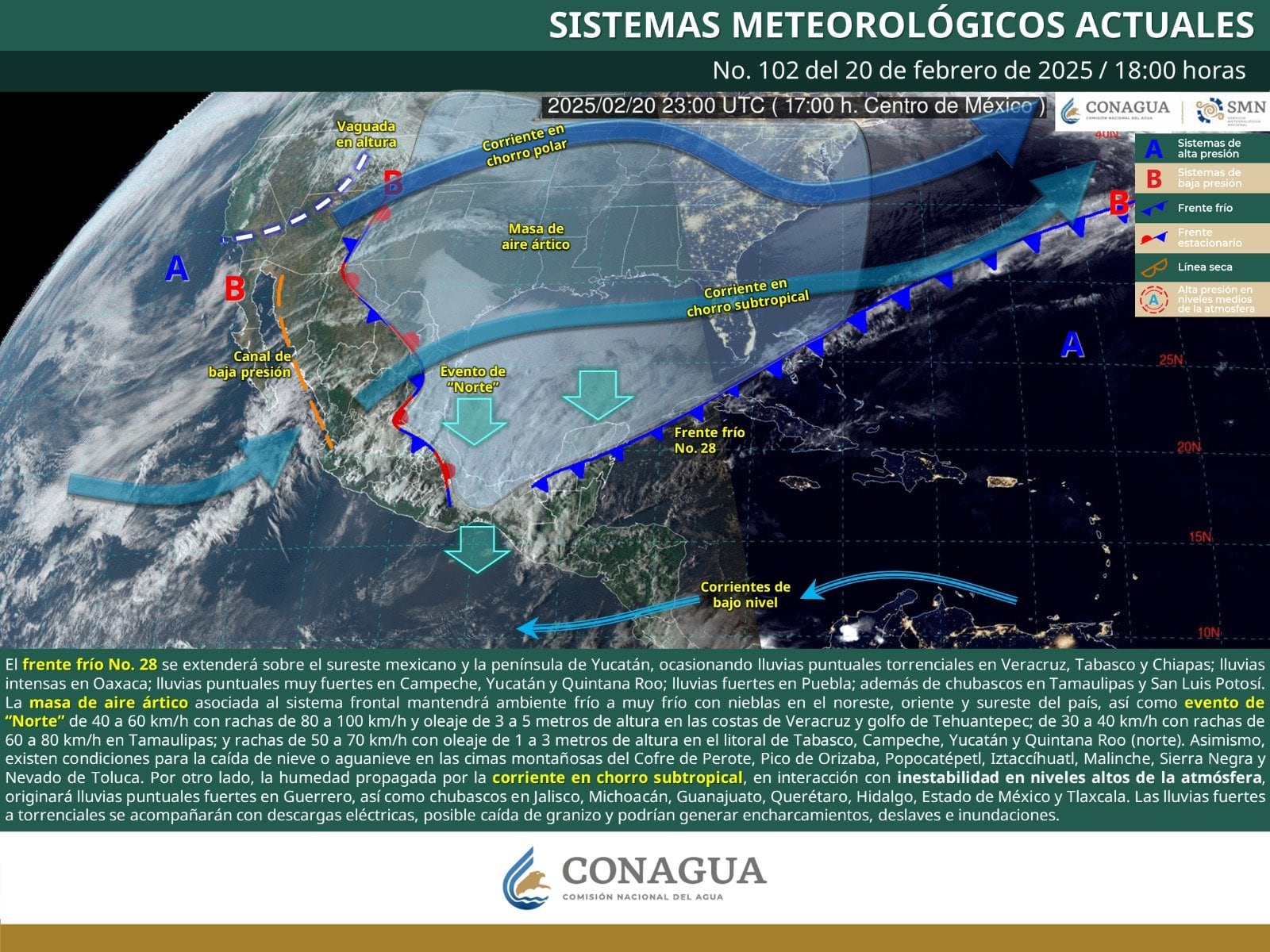 Clima hoy jueves 20 de febrero