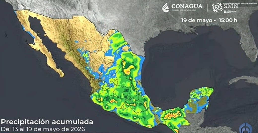 SMN alerta que lluvias se extenderán hasta el 19 de mayo