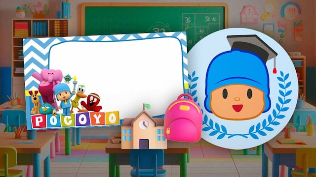 Plantillas de etiquetas escolares de Pocoyó