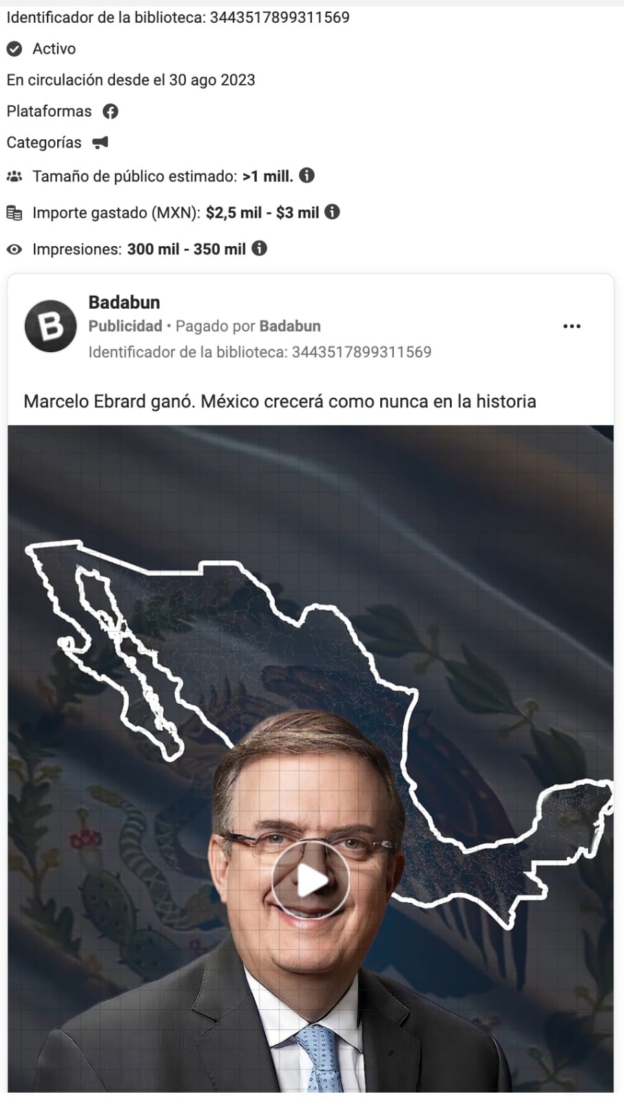 El anuncio promocionado por Badabun