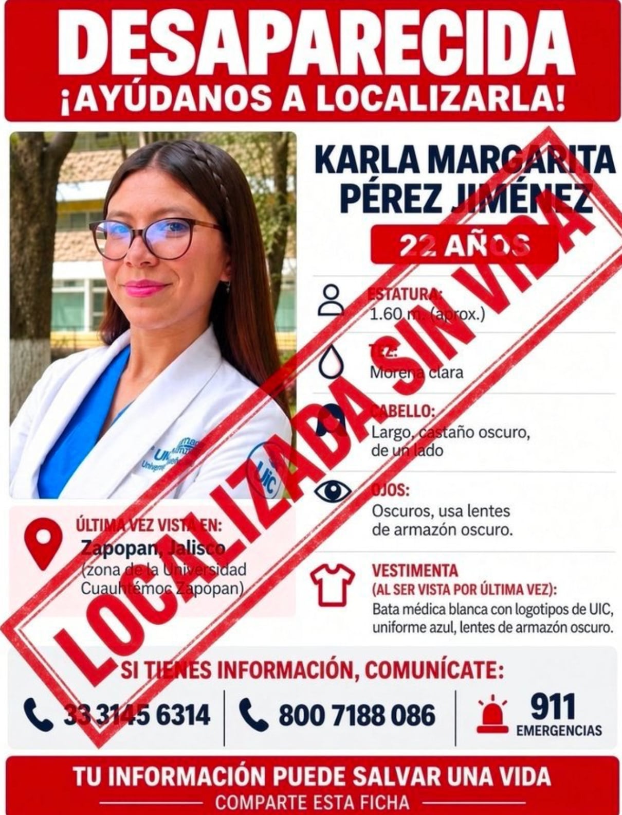 Karla Margarita Pérez desapareció el 15 de septiembre