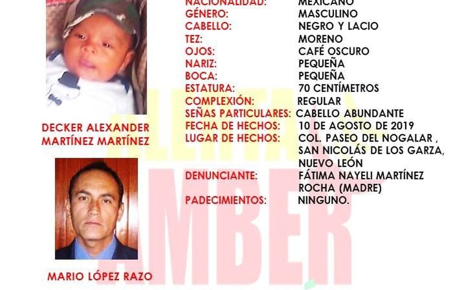 El bebé fue plagiado el 10 de agosto