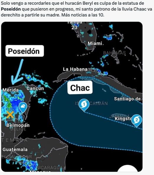 Los memes de la llegada de Beryl en México culpan a Poseidón