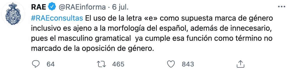 RAE sobre el uso de la "e"