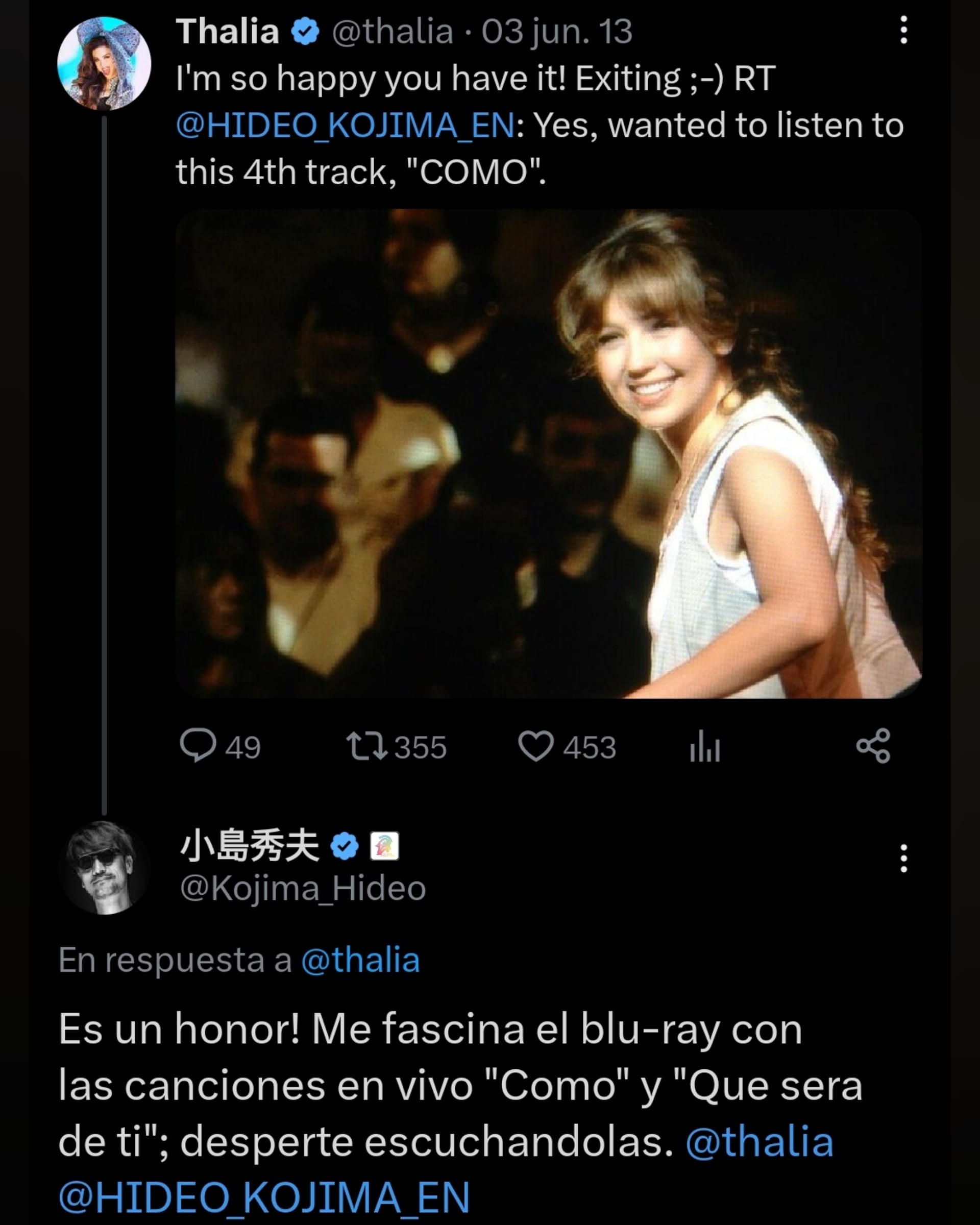 Hideo Kojima reveló ser fan de Thalía