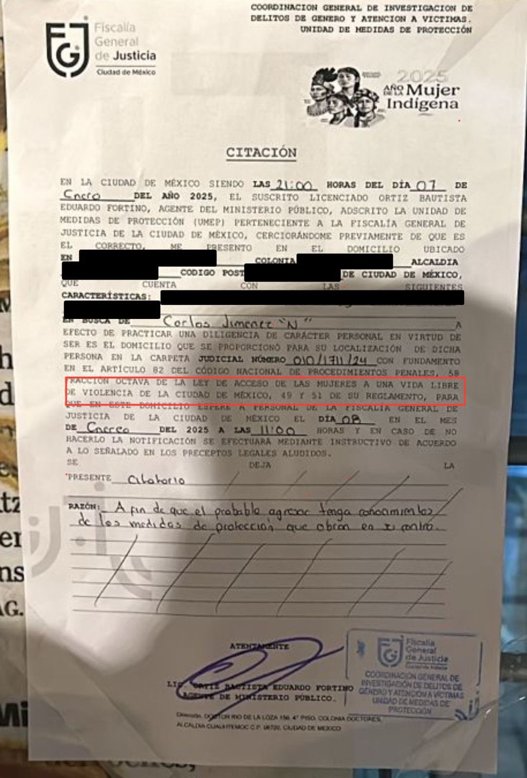 Citación a Carlos Jiménez