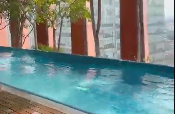 Así se movió una alberca durante el sismo