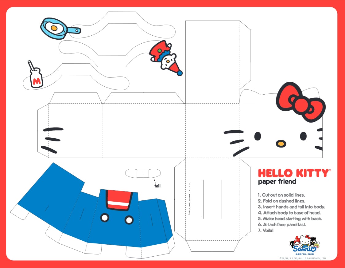 Hello Kitty para recortar y armar: 5 plantillas para imprimir en casa