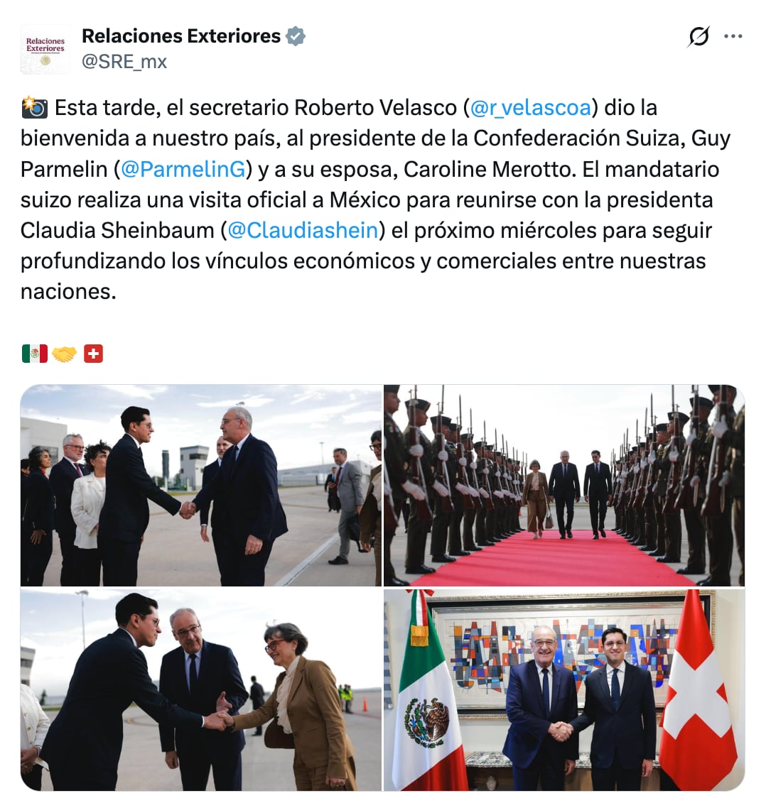 Guy Parmelin ya está en México para reunirse con Sheinbaum