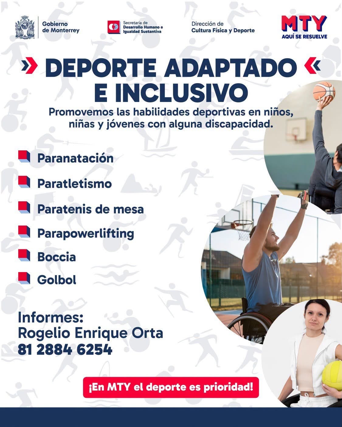 Deporte Adaptado 2026 en Monterrey: disciplinas y teléfono de contacto