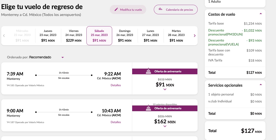 Descuentos del 80% en Volaris por su 17 aniversario