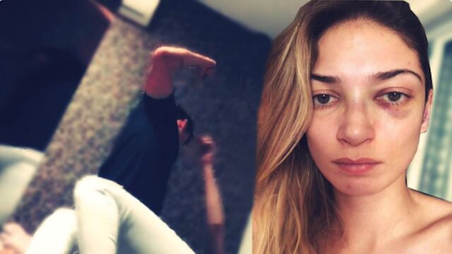 Victor Junqueira golpeando a su novia.