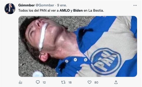 Meme de AMLO y Joe Biden en La Bestia