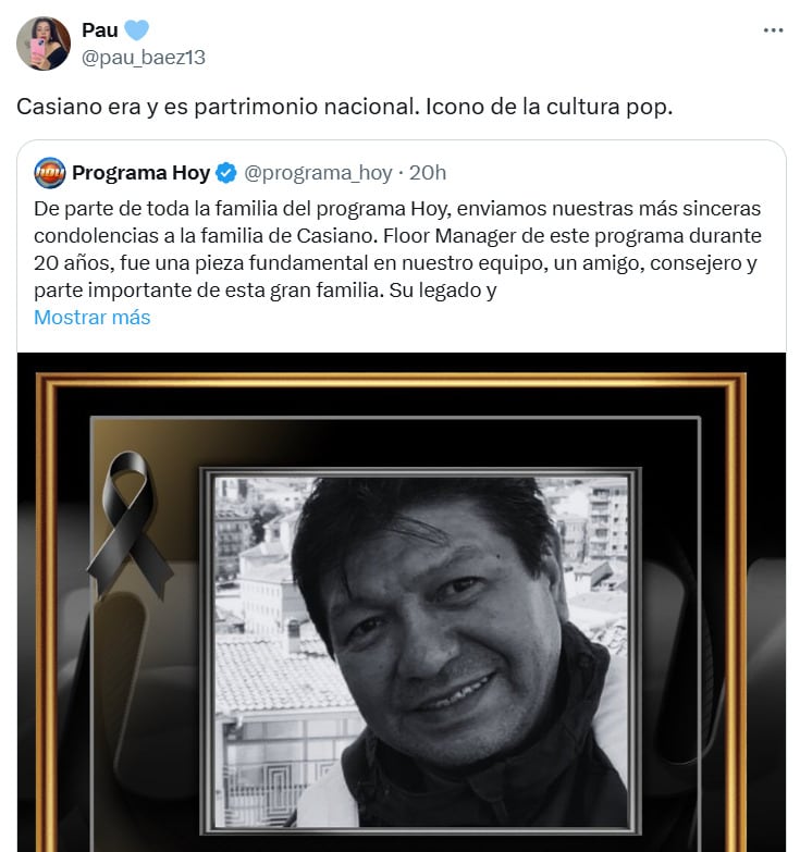 Usuarios de redes sociales despiden a Carlos Casiano