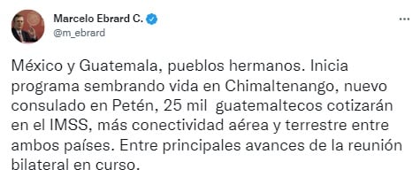 Tuit de Marcelo Ebrard