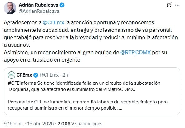 Arreglan falla eléctrica en la Línea 3 del Metro CDMX; esto pasó