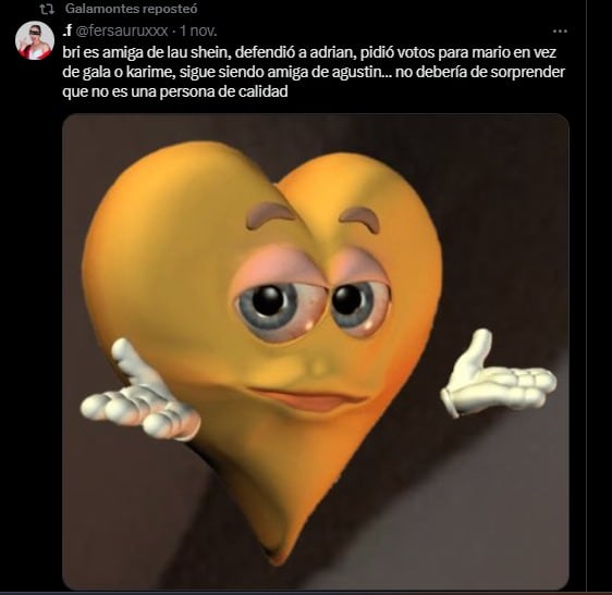 Gala Montes le da RT a comentario hacia briggitte bozzo