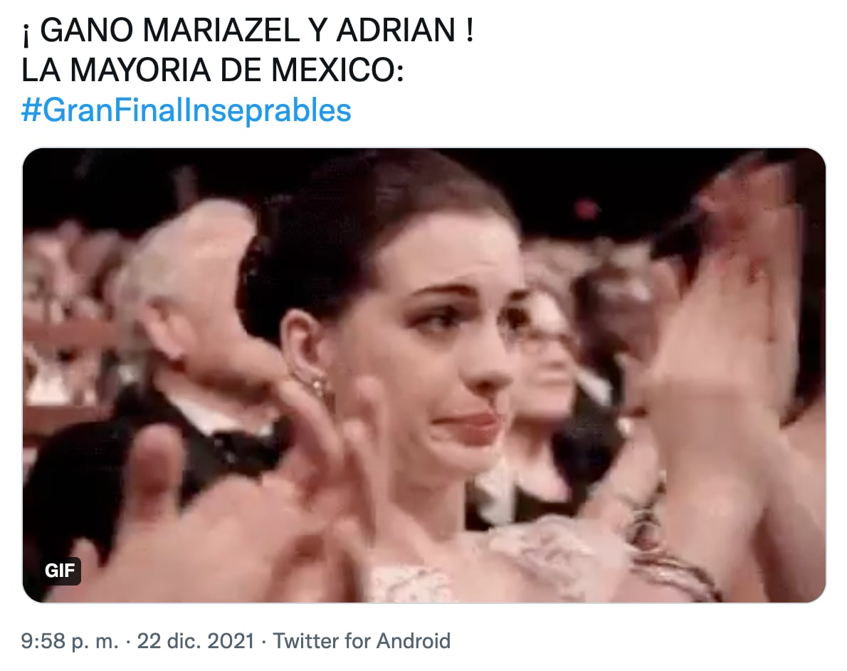 Meme por la victoria de Mariazel y Adrián en Inseparables