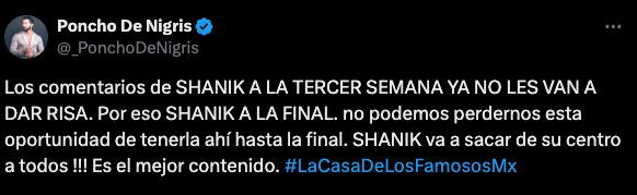 Poncho de Nigris no cree que Shanik Berman se quede en La Casa de los Famosos México 2024