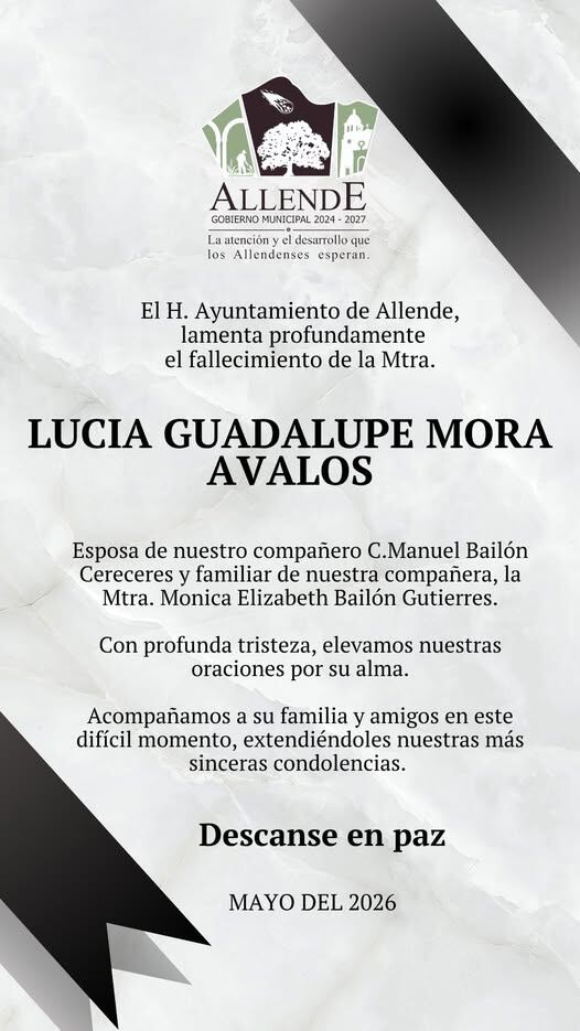 Municipio de Valle de Allende da condolencias por asesinato de Lucía Guadalupe Mora.