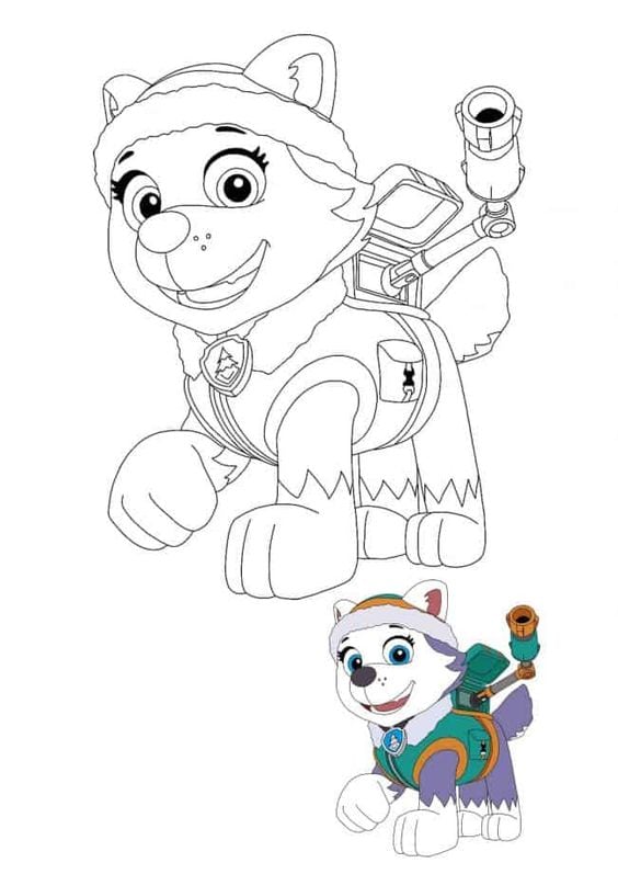 Dibujos de Skye y las cachorras de Paw Patrol para colorear por el Día Internacional de la Niña