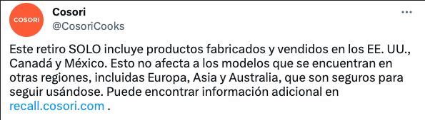 Fallas en freidoras de aire Cosori solo apareció en México, Estados Unidos y Canadá