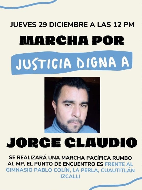 Convocan a marcha por justicia para Jorge Claudio