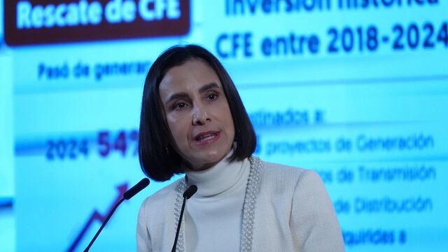 Luz Elena González Escobar, secretaria de Energía, durante la conferencia “Mañanera del Pueblo” en la que se presentó el plan de energía a nivel nacional